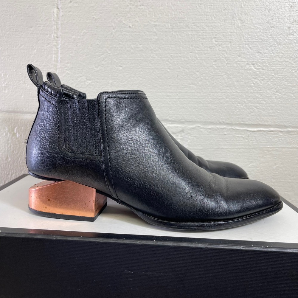Alexander Wang Kori Black Leather Cut Out Heel Ankle Boots Women's 38 EU/8 US